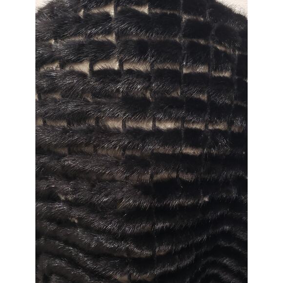 Preston & York Black Premiere Fur Minx Dress Overthrow Cape Wrap Fox Tail Edging - Picture 6 of 13